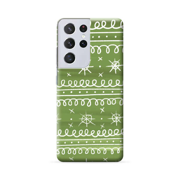 Green White Stars Loop Pattern Samsung Galaxy S22 Ultra 5G Hard Case