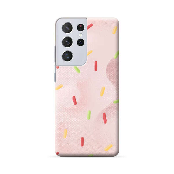 Pastel Pink Sprinkles Pattern Samsung Galaxy S22 Ultra 5G Hard Case