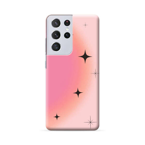 Pink Peach Gradient with Black Stars Samsung Galaxy S22 Ultra 5G Hard Case