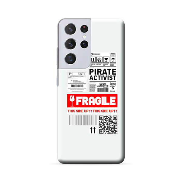 Pirate Activist Fragile Shipping Label Samsung Galaxy S22 Ultra 5G Hard Case