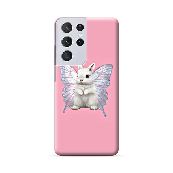 White Bunny with Butterfly Wings Samsung Galaxy S22 Ultra 5G Hard Case