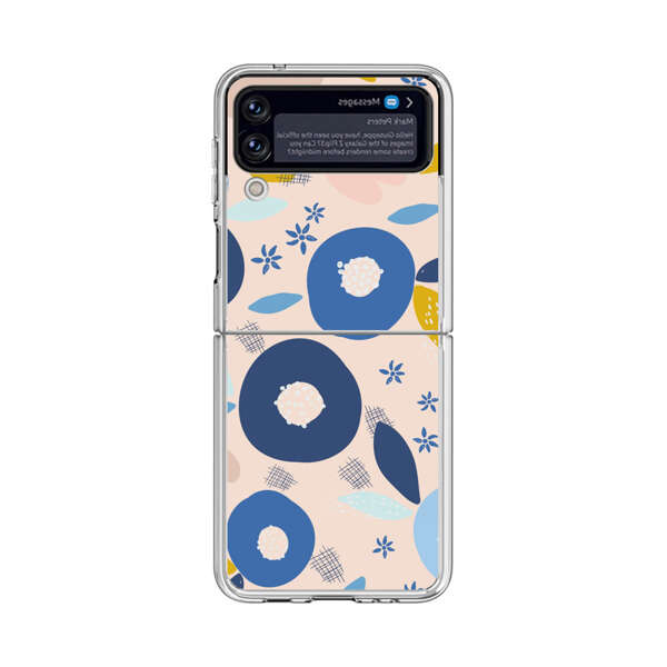 Abstract Floral Pattern with Blue, Pink and Mustard Flowers Samsung Galaxy Z Flip 3 (5G) Case