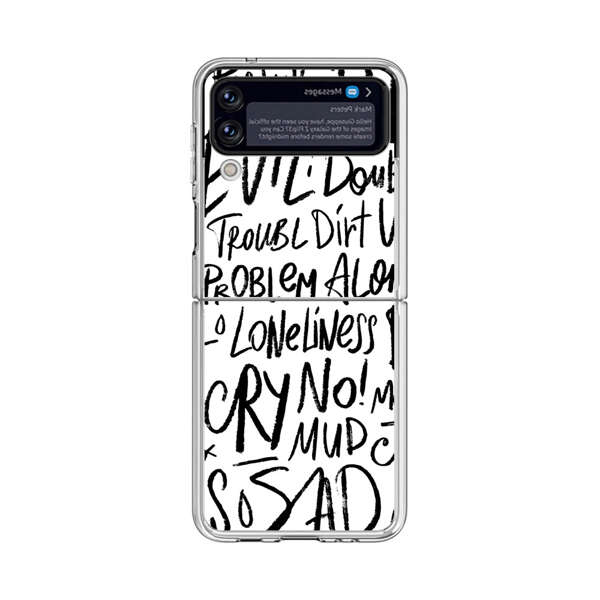 Black and White Negative Words Pattern Samsung Galaxy Z Flip 3 (5G) Case