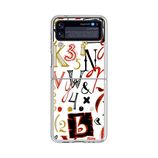 Colorful Hand Drawn Letters and Numbers Pattern Samsung Galaxy Z Flip 3 (5G) Case
