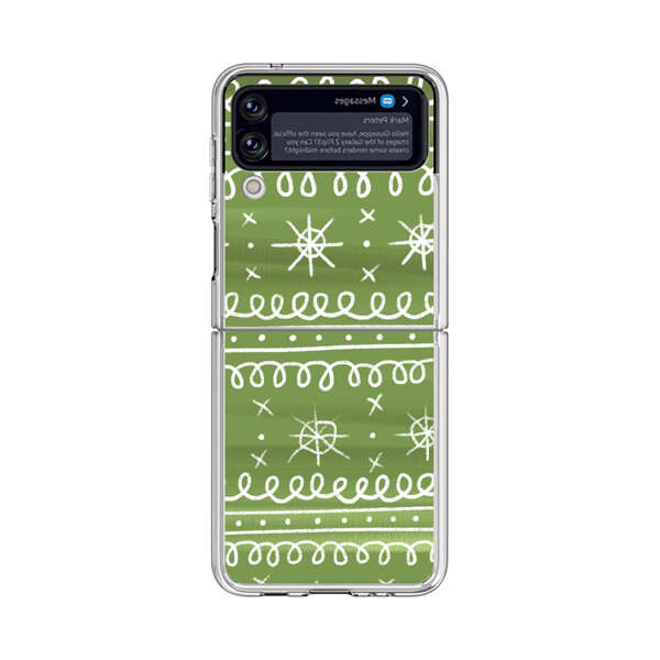 Green White Stars Loop Pattern Samsung Galaxy Z Flip 3 (5G) Case