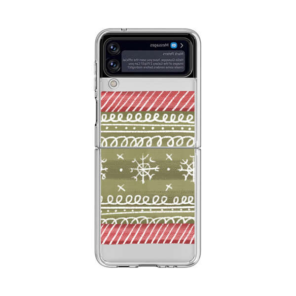 Winter Pattern with Snowflakes and Red Stripes Samsung Galaxy Z Flip 3 (5G) Case