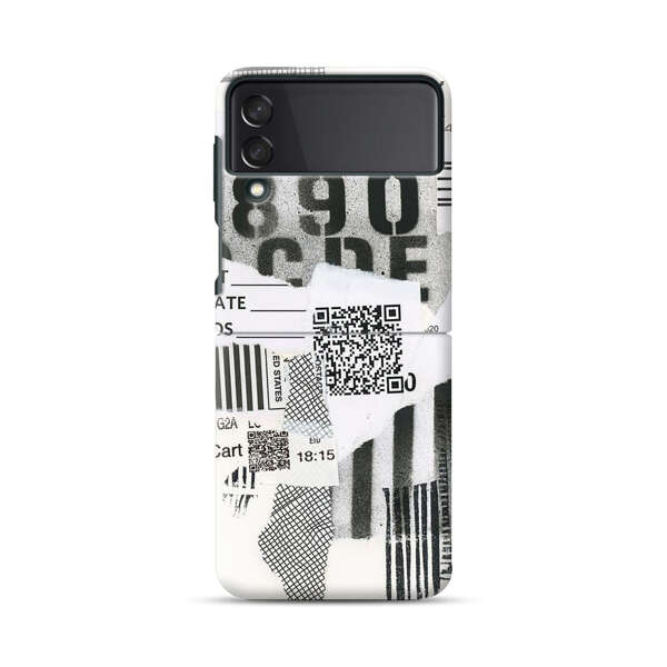 Abstract Collage Torn Paper Barcodes Samsung Galaxy Z Flip 3 (5G) Hard Case