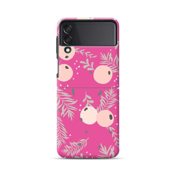Berries Floral Pattern Pink Background Samsung Galaxy Z Flip 3 (5G) Hard Case