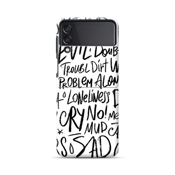 Black and White Negative Words Pattern Samsung Galaxy Z Flip 3 (5G) Hard Case