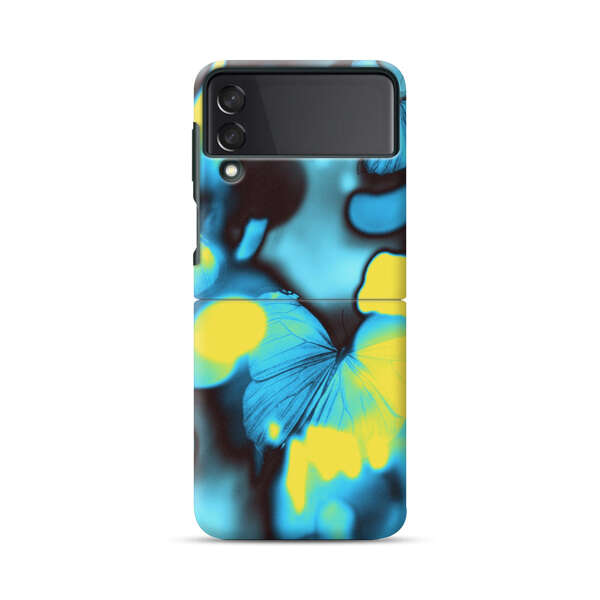 Blue Butterflies Glowing Abstract Background Samsung Galaxy Z Flip 3 (5G) Hard Case