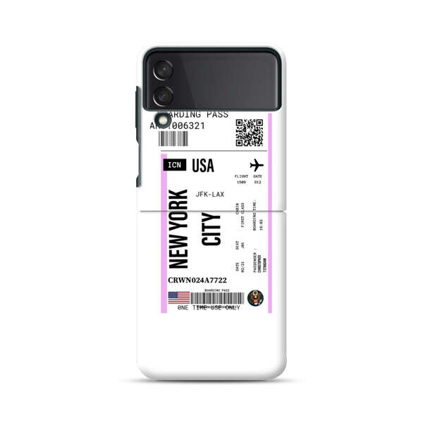 Boarding Pass New York City Flight Ticket Samsung Galaxy Z Flip 3 (5G) Hard Case