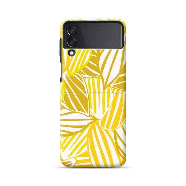 Bright Yellow Striped Tropical Leaves Pattern Samsung Galaxy Z Flip 3 (5G) Hard Case