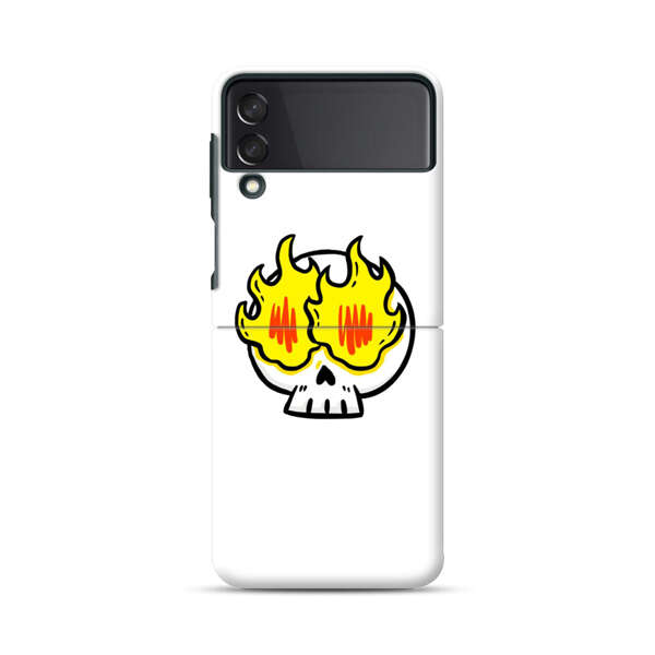 Cartoon Skull with Flames Samsung Galaxy Z Flip 3 (5G) Hard Case