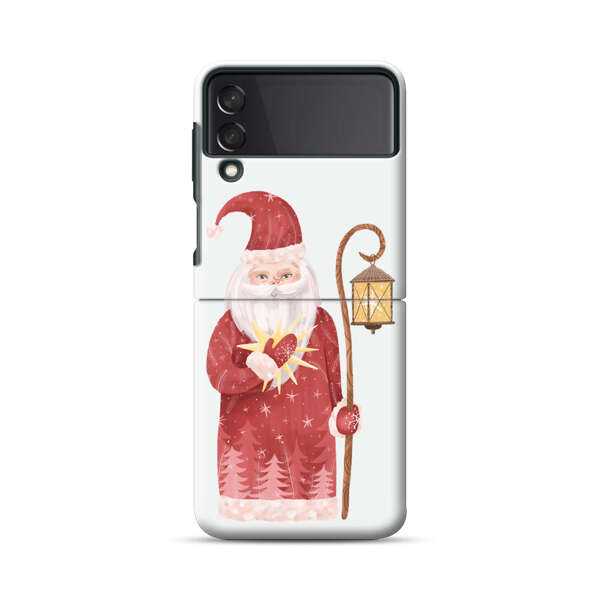 Charming Santa Claus Holding Glowing Heart and Lantern Samsung Galaxy Z Flip 3 (5G) Hard Case