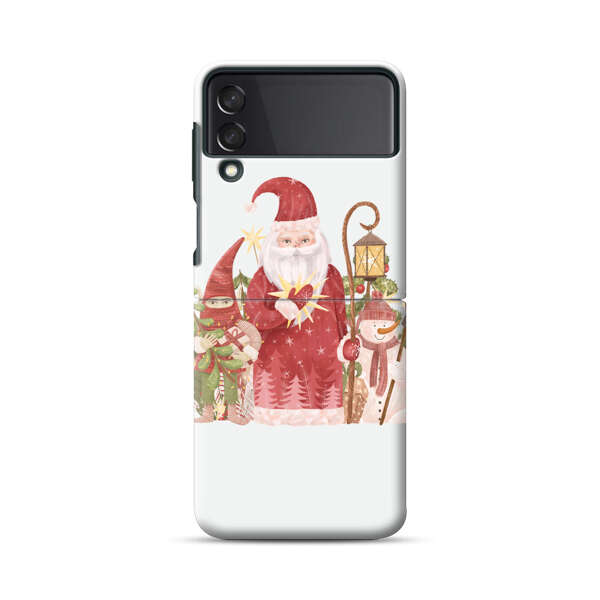 Christmas Santa Elf Snowman Festive Illustration Samsung Galaxy Z Flip 3 (5G) Hard Case
