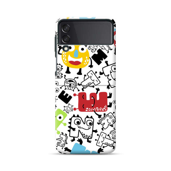 Colorful Cartoon Monsters Letters Pattern Samsung Galaxy Z Flip 3 (5G) Hard Case