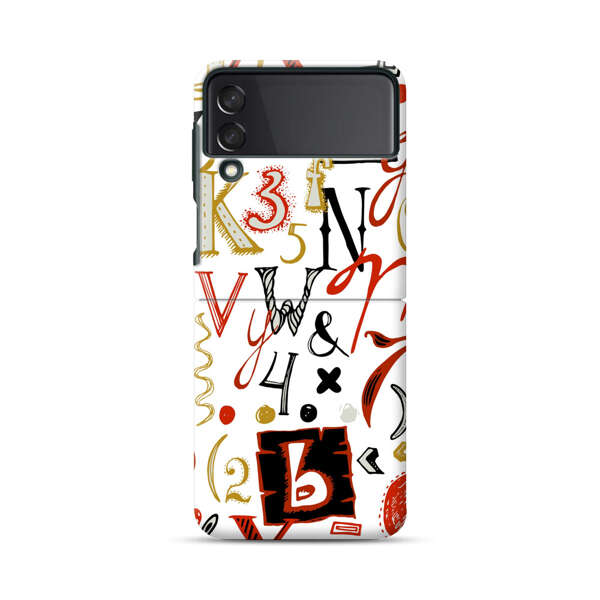 Colorful Hand Drawn Letters and Numbers Pattern Samsung Galaxy Z Flip 3 (5G) Hard Case