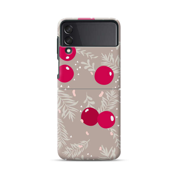 Cranberries and pine branches holiday pattern Samsung Galaxy Z Flip 3 (5G) Hard Case