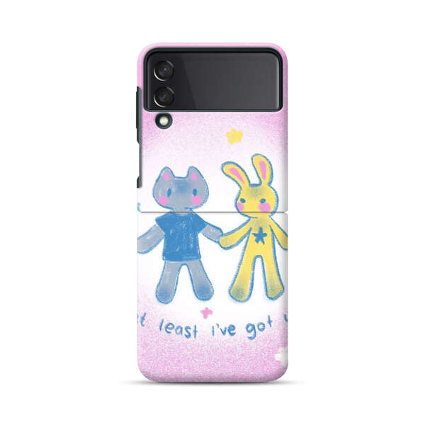 Cute Cat and Rabbit Holding Hands Samsung Galaxy Z Flip 3 (5G) Hard Case