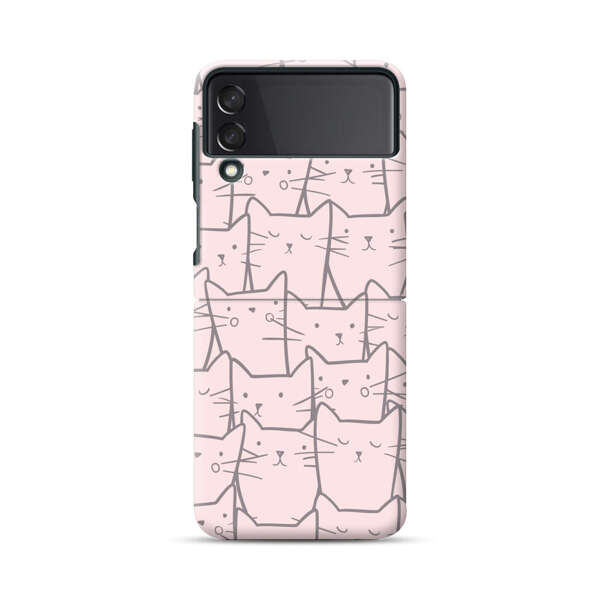 Cute Hand Drawn Cat Pattern Samsung Galaxy Z Flip 3 (5G) Hard Case