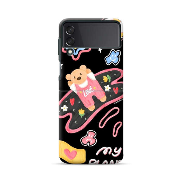 Cute Teddy Bear Love Space Design Samsung Galaxy Z Flip 3 (5G) Hard Case