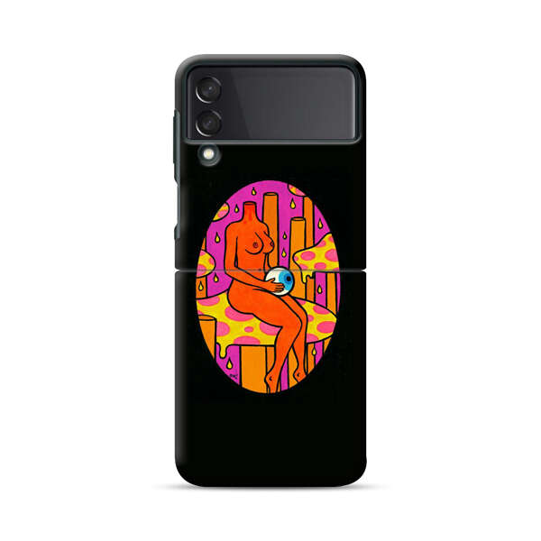 Faceless Nude Figure Holding Sphere Abstract Art Samsung Galaxy Z Flip 3 (5G) Hard Case