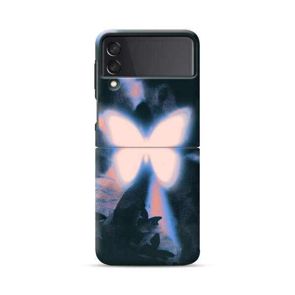 Glowing White Butterfly Samsung Galaxy Z Flip 3 (5G) Hard Case