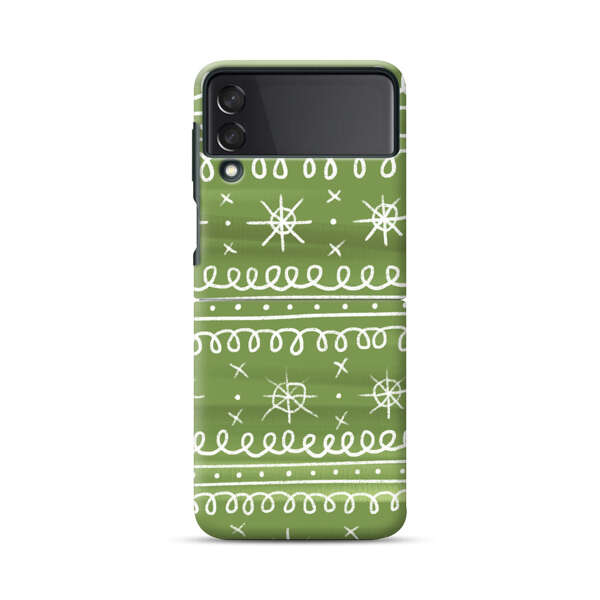 Green White Stars Loop Pattern Samsung Galaxy Z Flip 3 (5G) Hard Case
