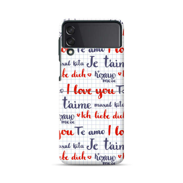Love Message Multilingual Pattern Samsung Galaxy Z Flip 3 (5G) Hard Case