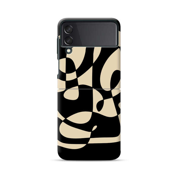 Modern Abstract Beige and Black Geometry Samsung Galaxy Z Flip 3 (5G) Hard Case
