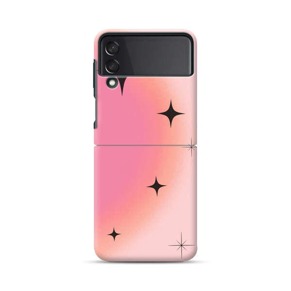 Pink Peach Gradient with Black Stars Samsung Galaxy Z Flip 3 (5G) Hard Case