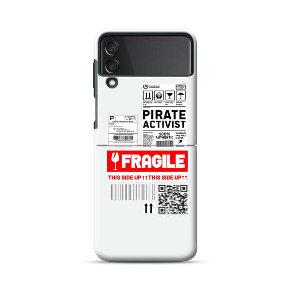 Pirate Activist Fragile Shipping Label Samsung Galaxy Z Flip 3 (5G) Hard Case
