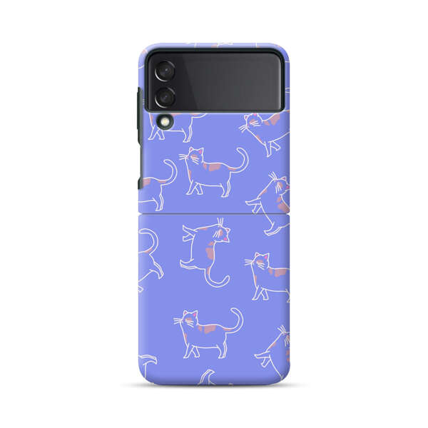 Playful Cartoon Cats on Purple Background Samsung Galaxy Z Flip 3 (5G) Hard Case