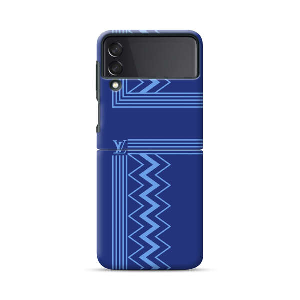 Stylish Geometric Zigzag Pattern in Blue Samsung Galaxy Z Flip 3 (5G) Hard Case