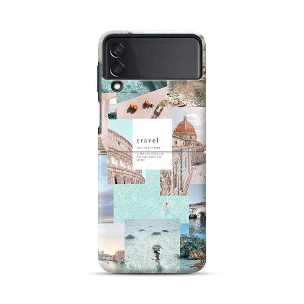 Travel Scenic Collage with Landmarks and Coastline Samsung Galaxy Z Flip 3 (5G) Hard Case