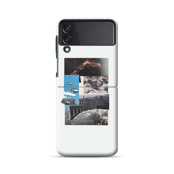 Vintage Collage with Aviation, Bridge, and Cityscape Samsung Galaxy Z Flip 3 (5G) Hard Case