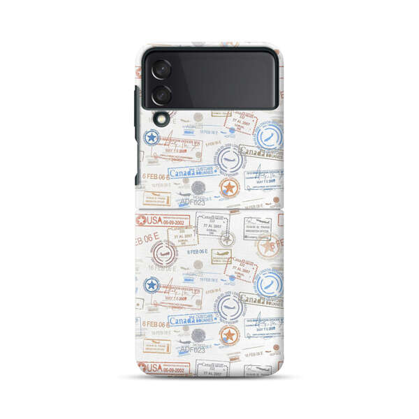 Vintage Passport Stamps Pattern Samsung Galaxy Z Flip 3 (5G) Hard Case