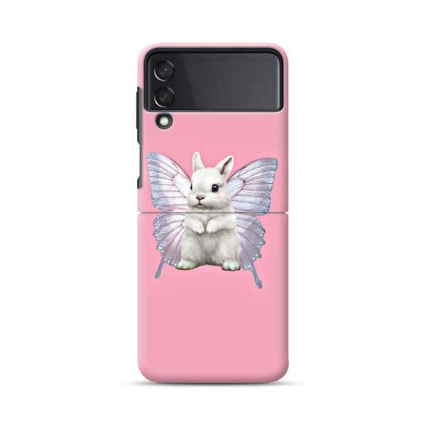 White Bunny with Butterfly Wings Samsung Galaxy Z Flip 3 (5G) Hard Case