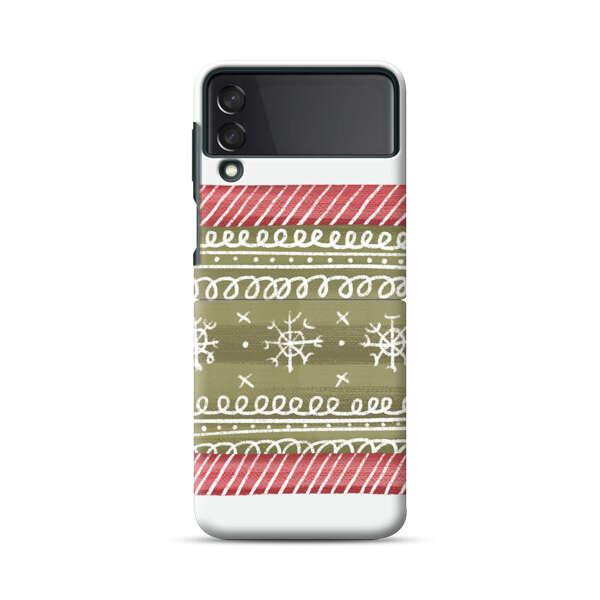 Winter Pattern with Snowflakes and Red Stripes Samsung Galaxy Z Flip 3 (5G) Hard Case