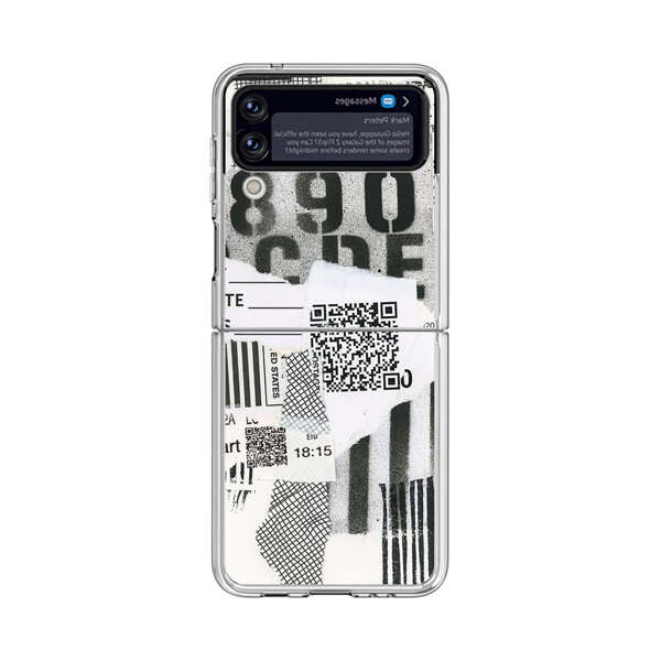 Abstract Collage Torn Paper Barcodes Samsung Galaxy Z Flip 4 Case