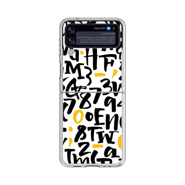 Abstract Typography Letter Number Pattern Samsung Galaxy Z Flip 4 Case