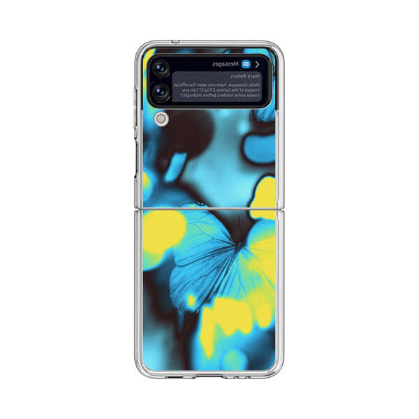 Blue Butterflies Glowing Abstract Background Samsung Galaxy Z Flip 4 Case