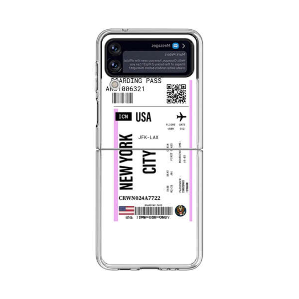 Boarding Pass New York City Flight Ticket Samsung Galaxy Z Flip 4 Case