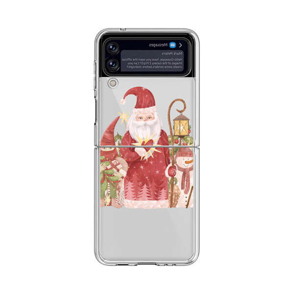 Christmas Santa Elf Snowman Festive Illustration Samsung Galaxy Z Flip 4 Case