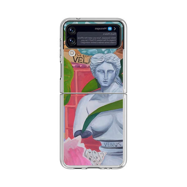 Classical Venus Bust with Green Leaves and Vibrant Vases Samsung Galaxy Z Flip 4 Case