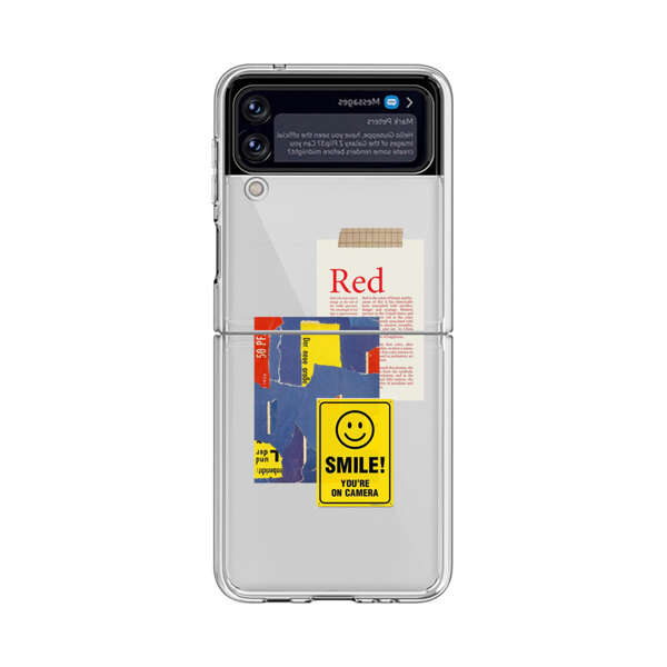 Collage Torn Paper Smiley Face Yellow Sign Samsung Galaxy Z Flip 4 Case