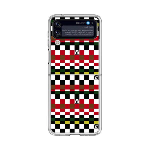 Colorful Checkerboard Stripes Pattern Samsung Galaxy Z Flip 4 Case