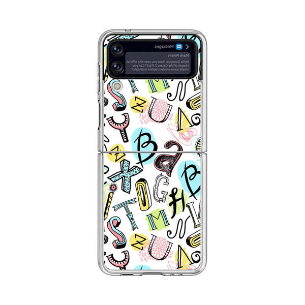 Colorful Scattered Alphabet Letters Pattern Samsung Galaxy Z Flip 4 Case