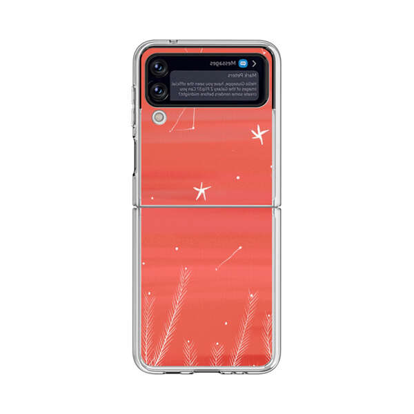 Coral Night Sky with Stars and Plants Samsung Galaxy Z Flip 4 Case