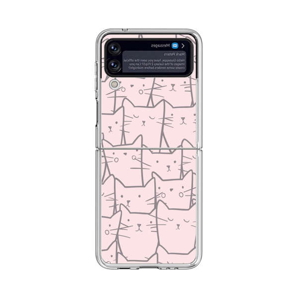 Cute Hand Drawn Cat Pattern Samsung Galaxy Z Flip 4 Case